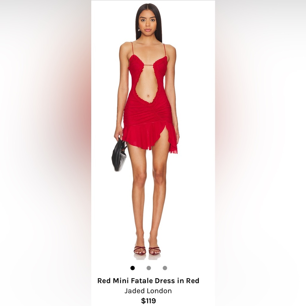 Red Mini Fatale Dress in red by Jaded London